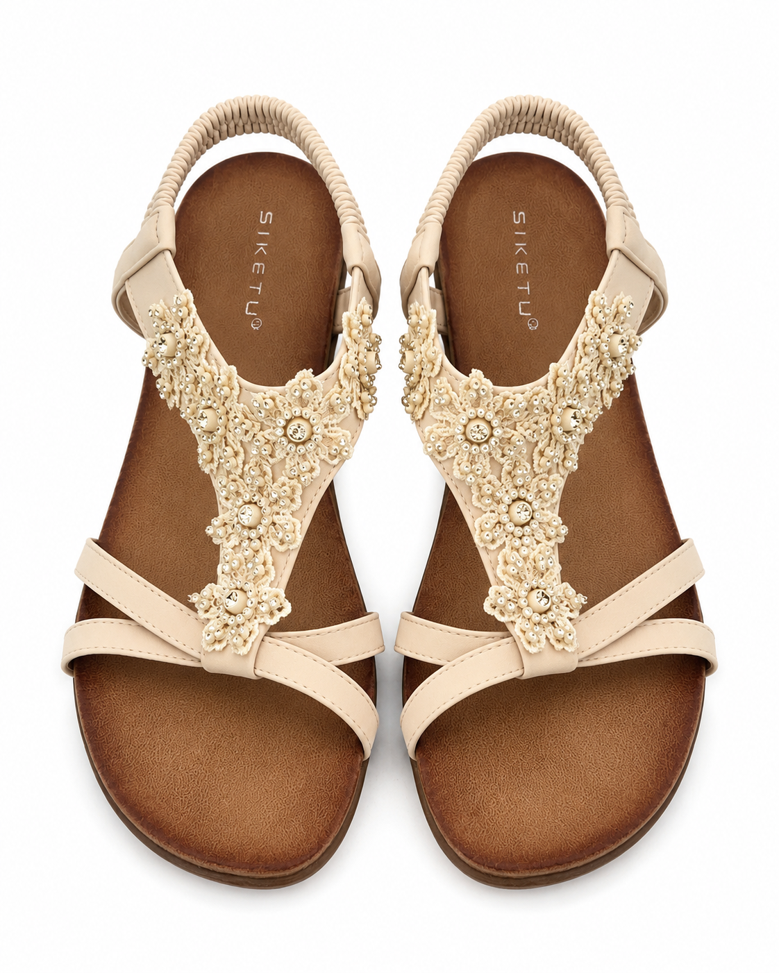 Luna Floral Embellished Flat Sandals