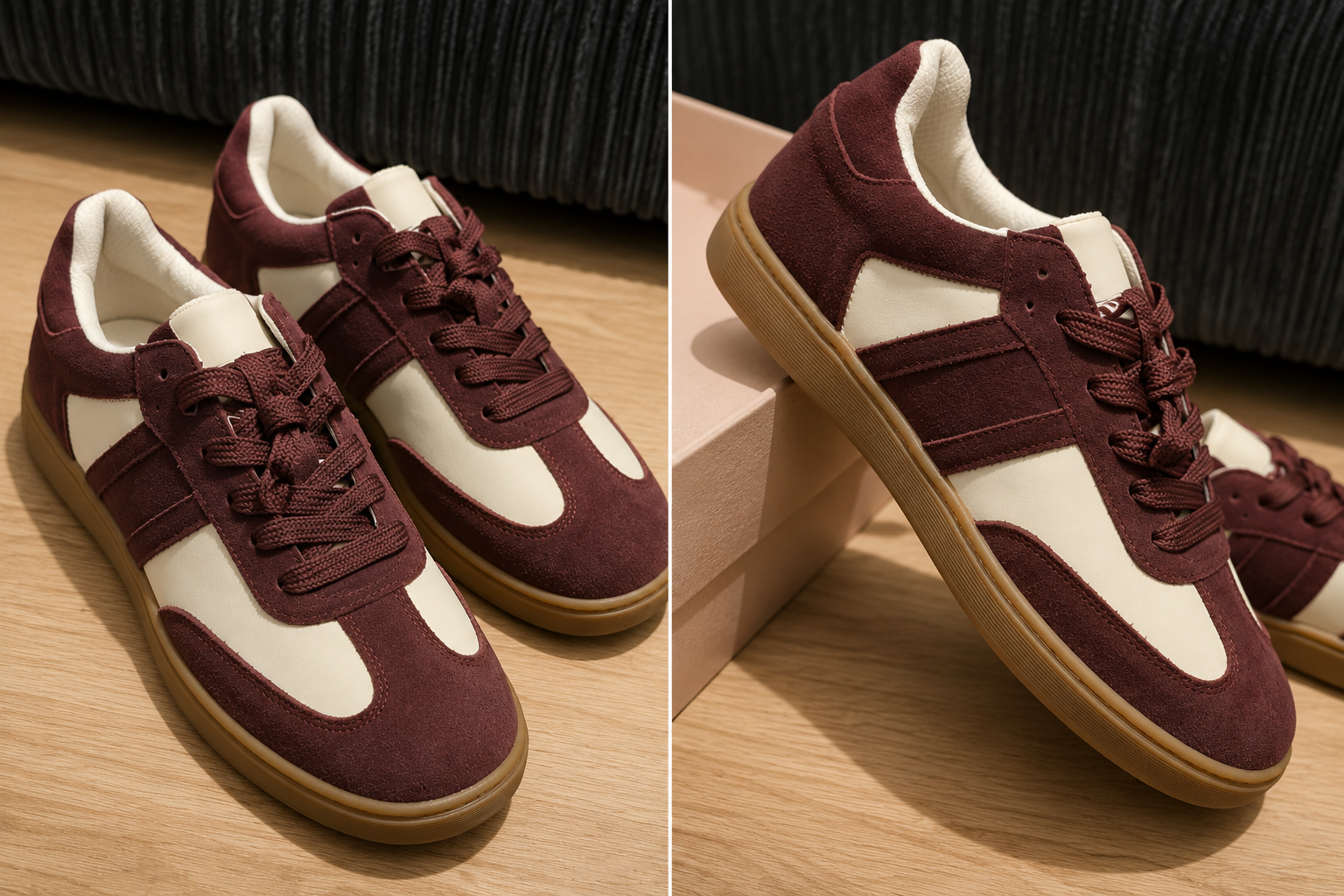 Bordeaux Panel Low-Top Trainers