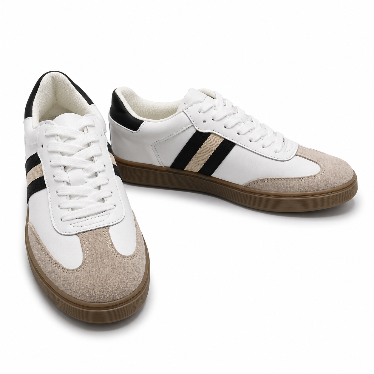 Monochrome Stripe Low-Top Trainers