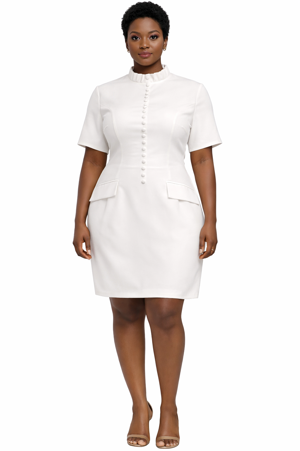 Scarlet Button Detail Midi Dress