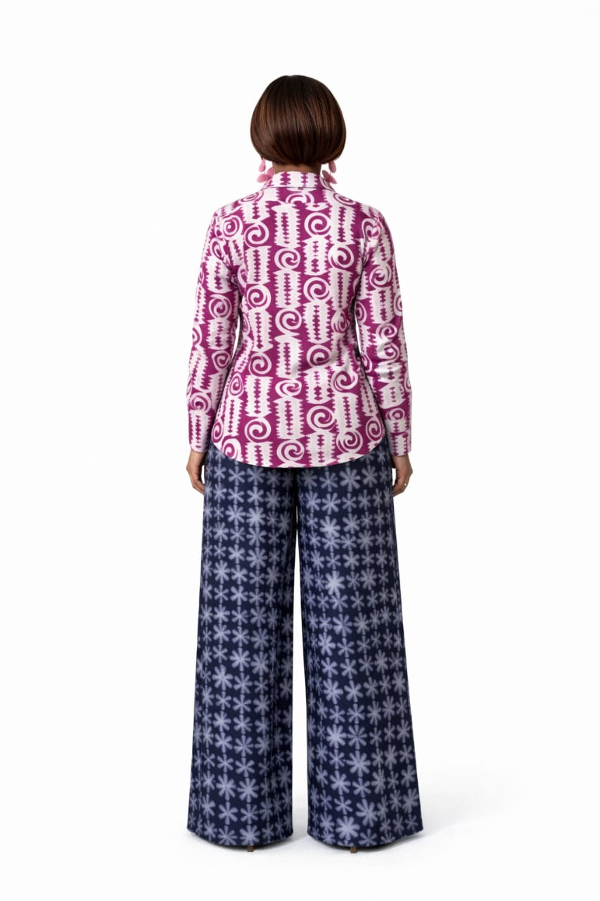 Adire Luxe Two-Piece Set (Jacket & Wide-Leg Trousers)