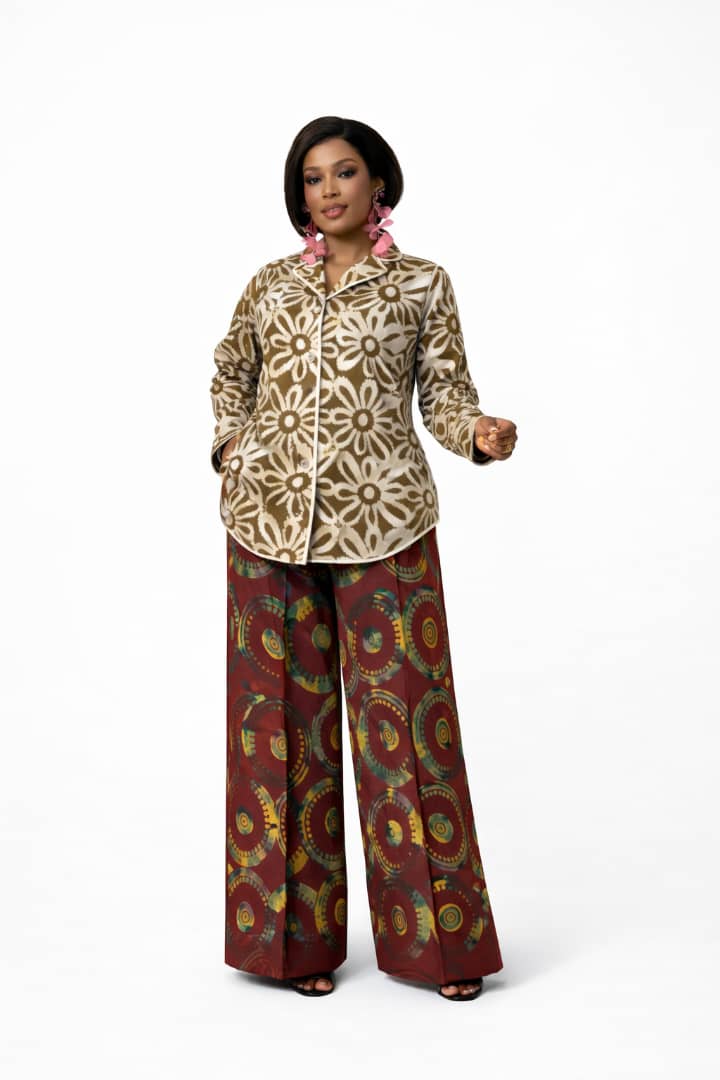 Adire Luxe Two-Piece Set (Jacket & Wide-Leg Trousers)