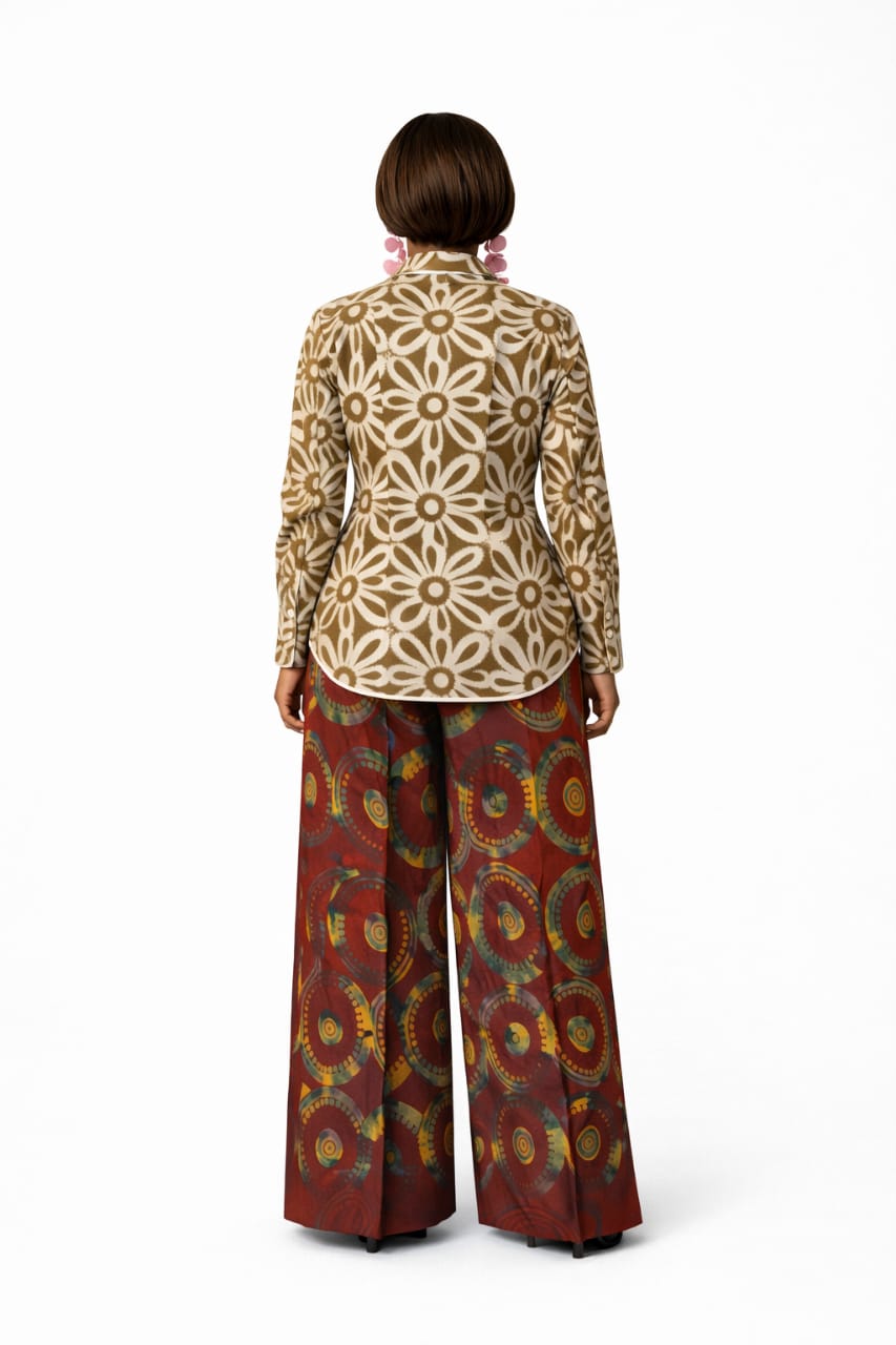 Adire Luxe Two-Piece Set (Jacket & Wide-Leg Trousers)