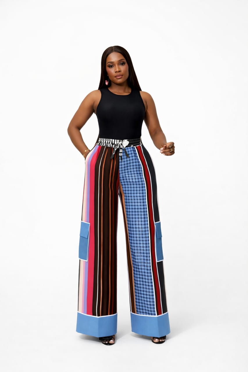 Multicolour Adire Patchwork Wide-Leg Pants