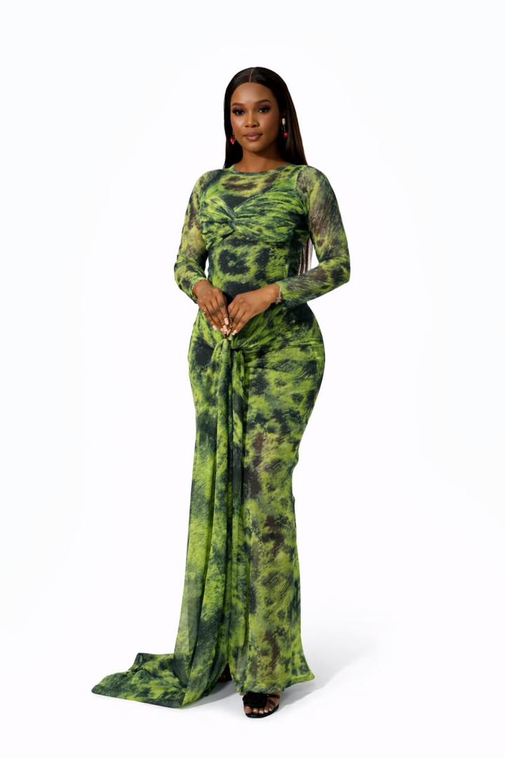 Zaria Forest Luxe Mesh Gown