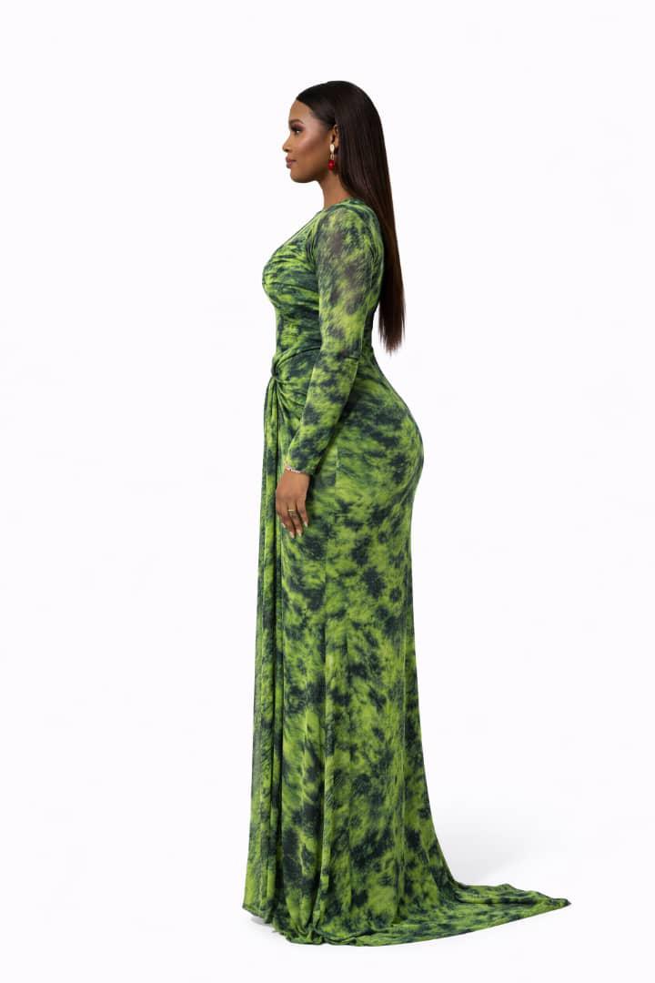 Zaria Forest Luxe Mesh Gown