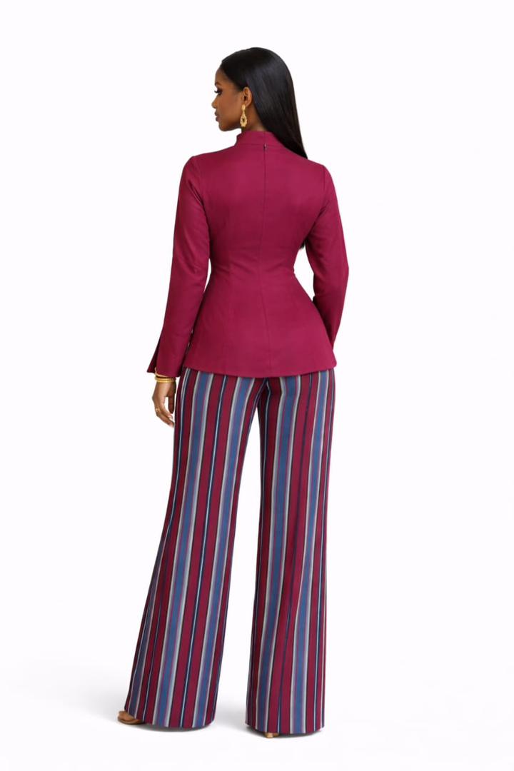 Tailored Panel Blouse & Wide-Leg Trousers Set