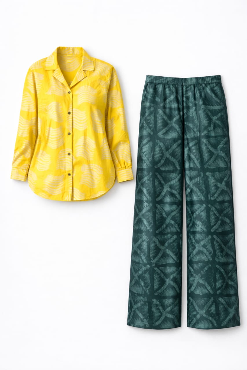 Adire Luxe Two-Piece Set (Jacket & Wide-Leg Trousers)