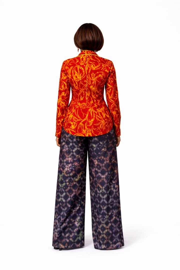 Adire Luxe Two-Piece Set (Jacket & Wide-Leg Trousers)