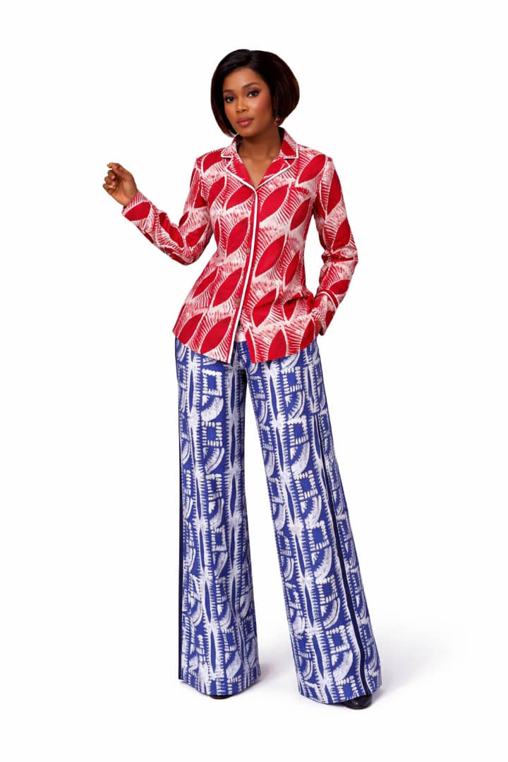 Adire Luxe Two-Piece Set (Jacket & Wide-Leg Trousers)