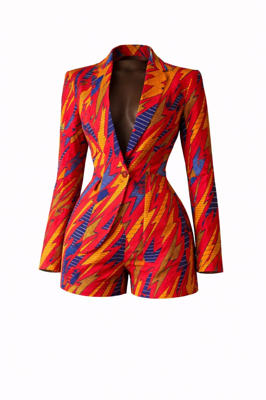 Ankara Tailored Blazer Playsuit