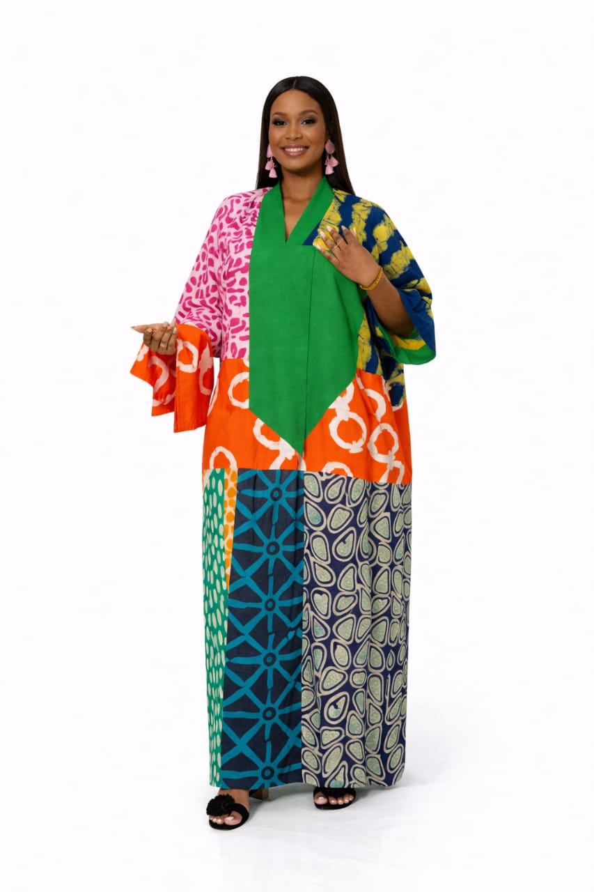 Patchwork Statement Kaftan Dress