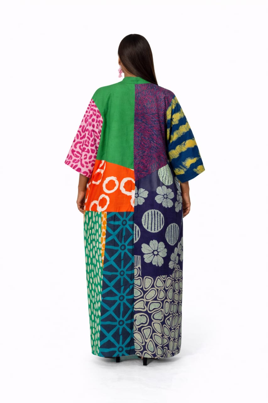 Patchwork Statement Kaftan Dress