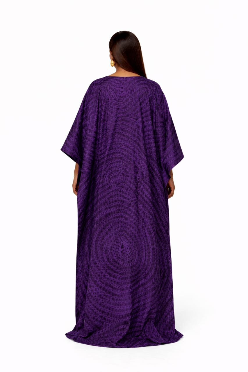 Ayo Heritage Kaftan Dress – Purple with Burnt Orange Panel