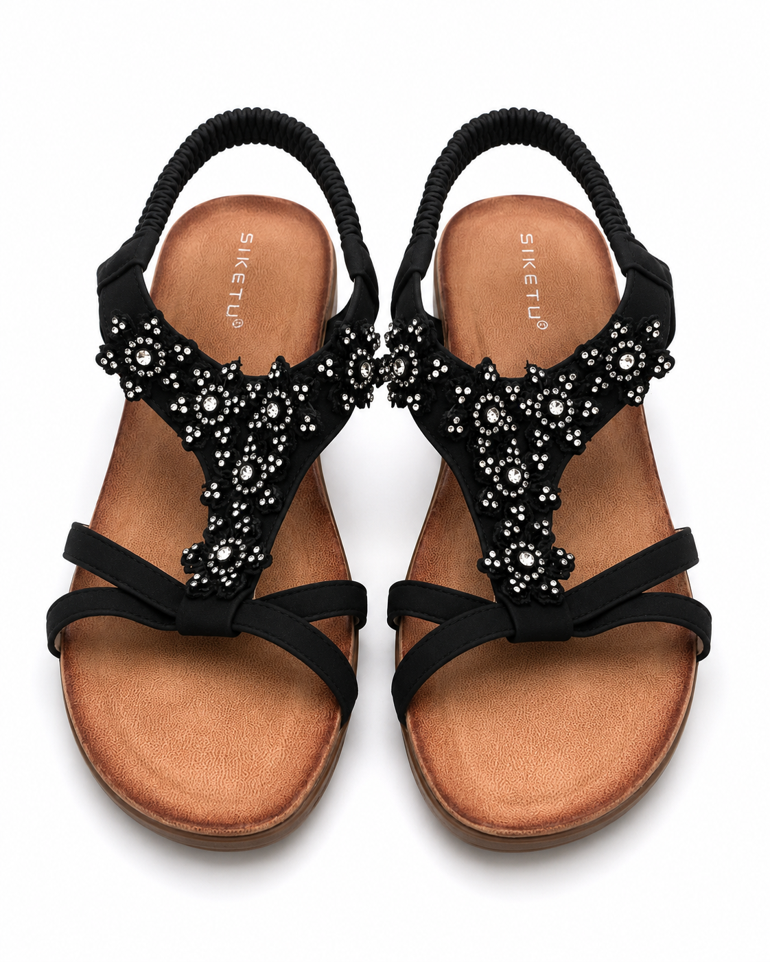 Luna Floral Embellished Flat Sandals