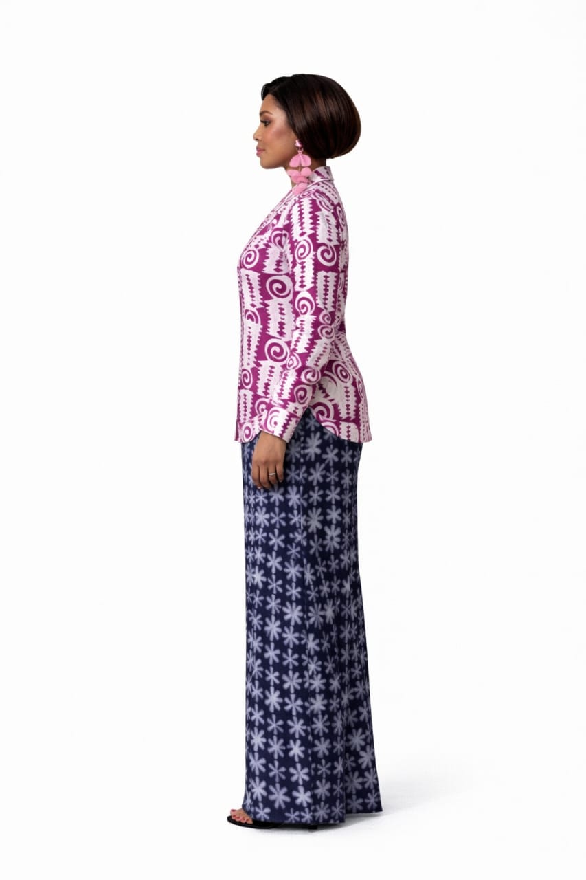 Adire Luxe Two-Piece Set (Jacket & Wide-Leg Trousers)
