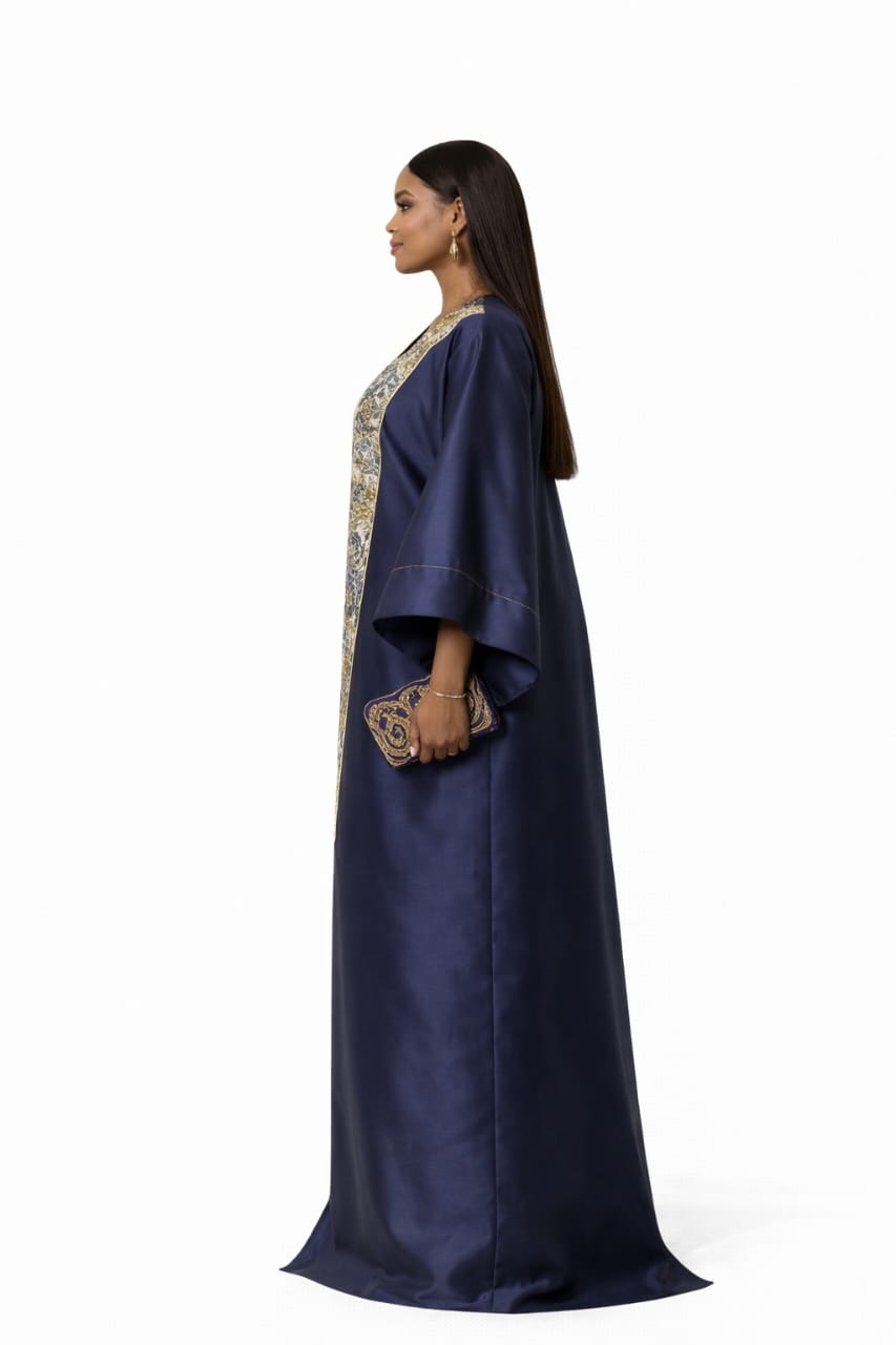 Navy & Gold Heritage Kaftan Dress