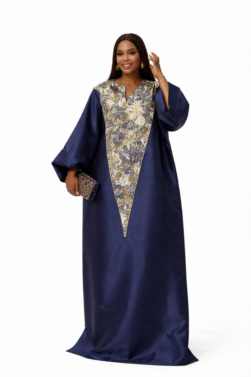 Navy & Gold Heritage Kaftan Dress