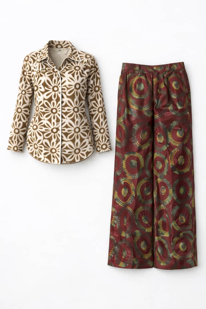 Adire Luxe Two-Piece Set (Jacket & Wide-Leg Trousers)