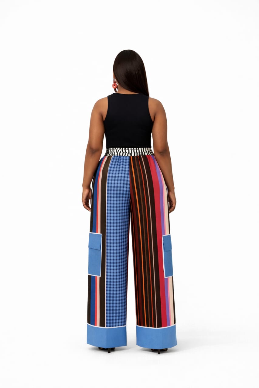 Multicolour Adire Patchwork Wide-Leg Pants