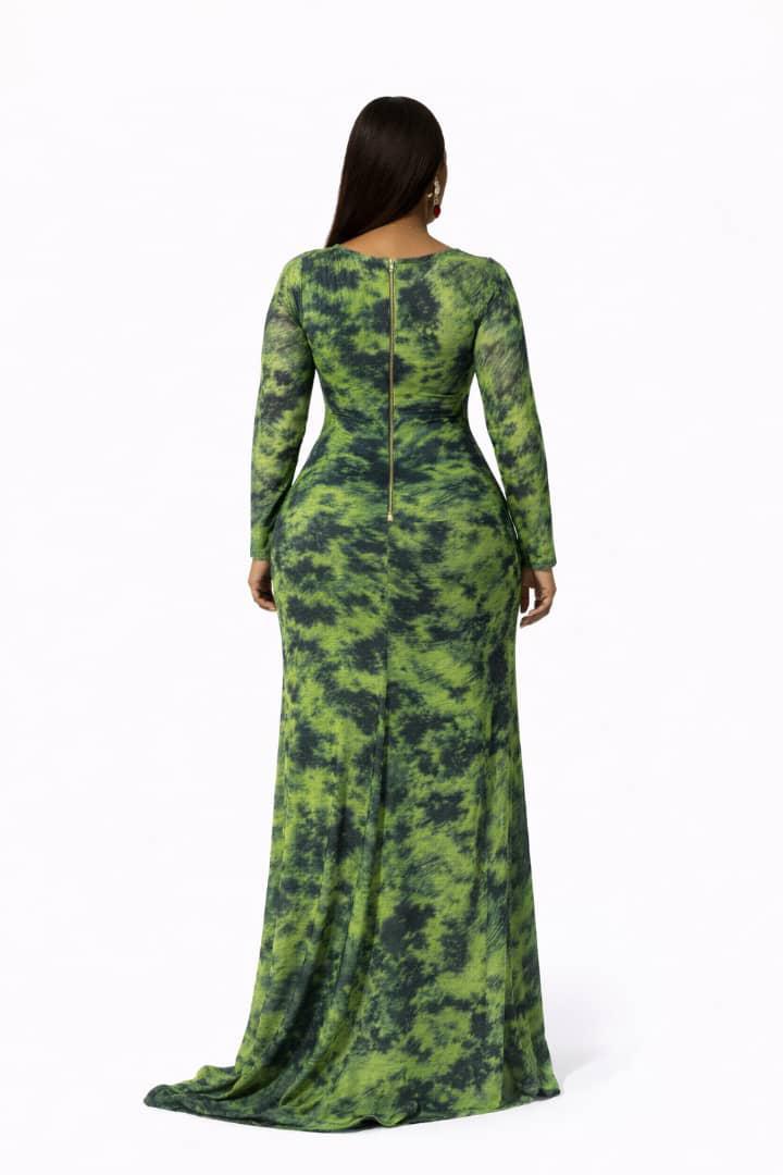 Zaria Forest Luxe Mesh Gown