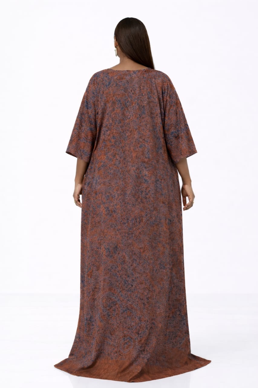 Ayo Heritage Kaftan Dress – Burnt Orange Detail