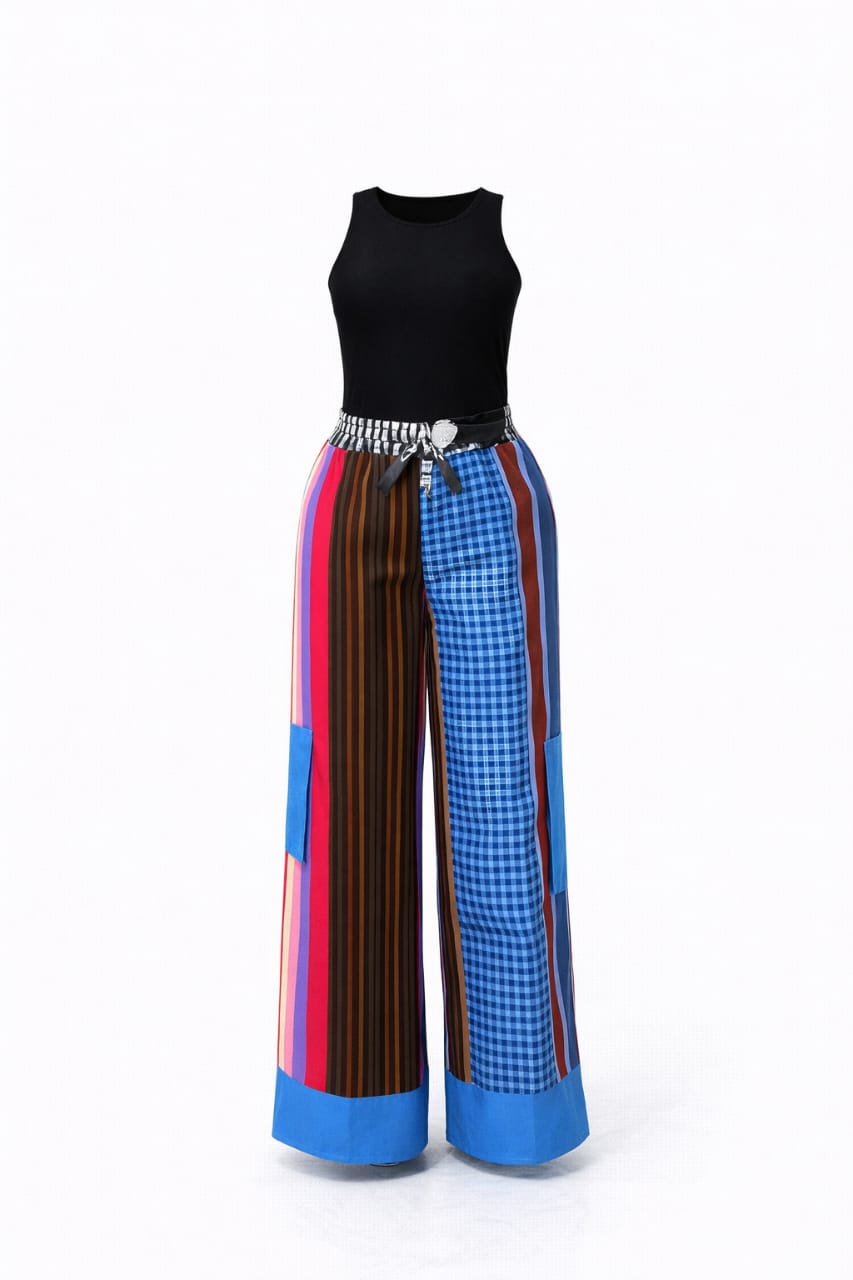 Multicolour Adire Patchwork Wide-Leg Pants
