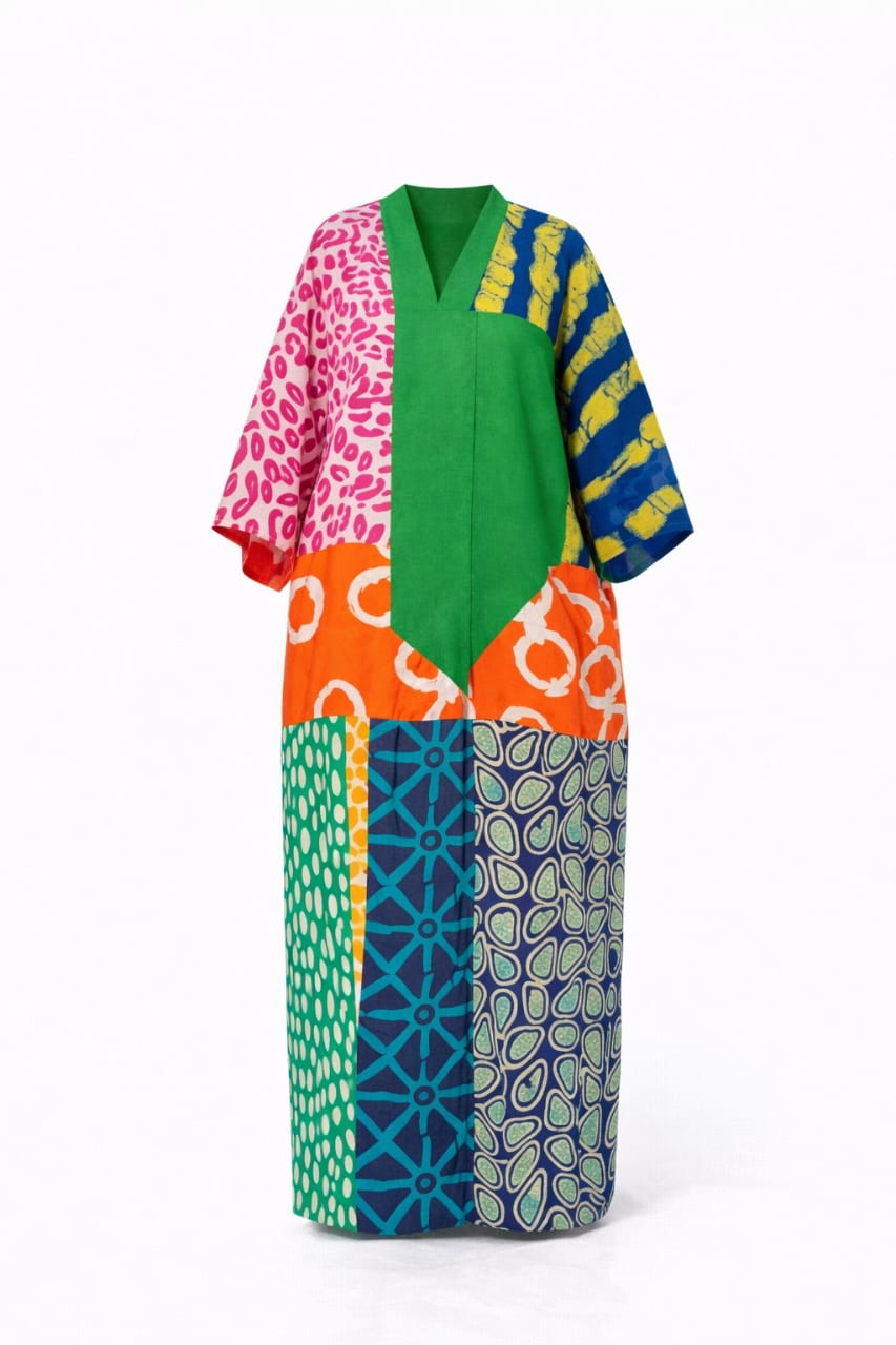Patchwork Statement Kaftan Dress