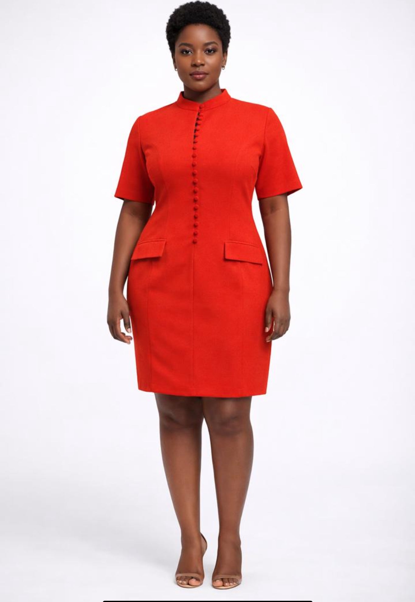 Scarlet Button Detail Midi Dress