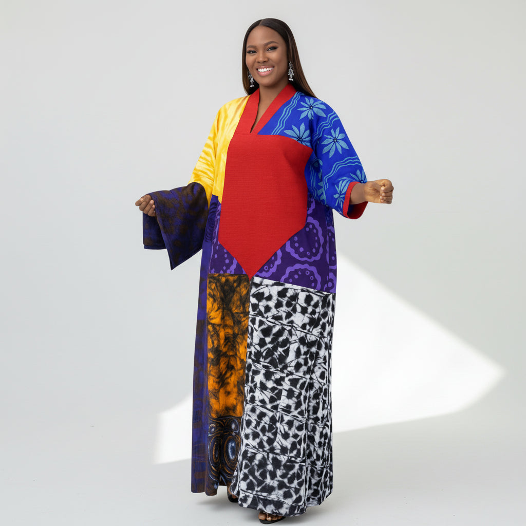 Patchwork Statement Kaftan Dress
